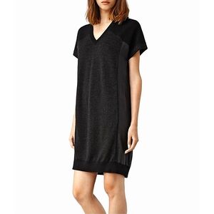 Calvo Wool/Silk Short Slv V-Neck Dress Comfy Fall Going Out Party Spring Work